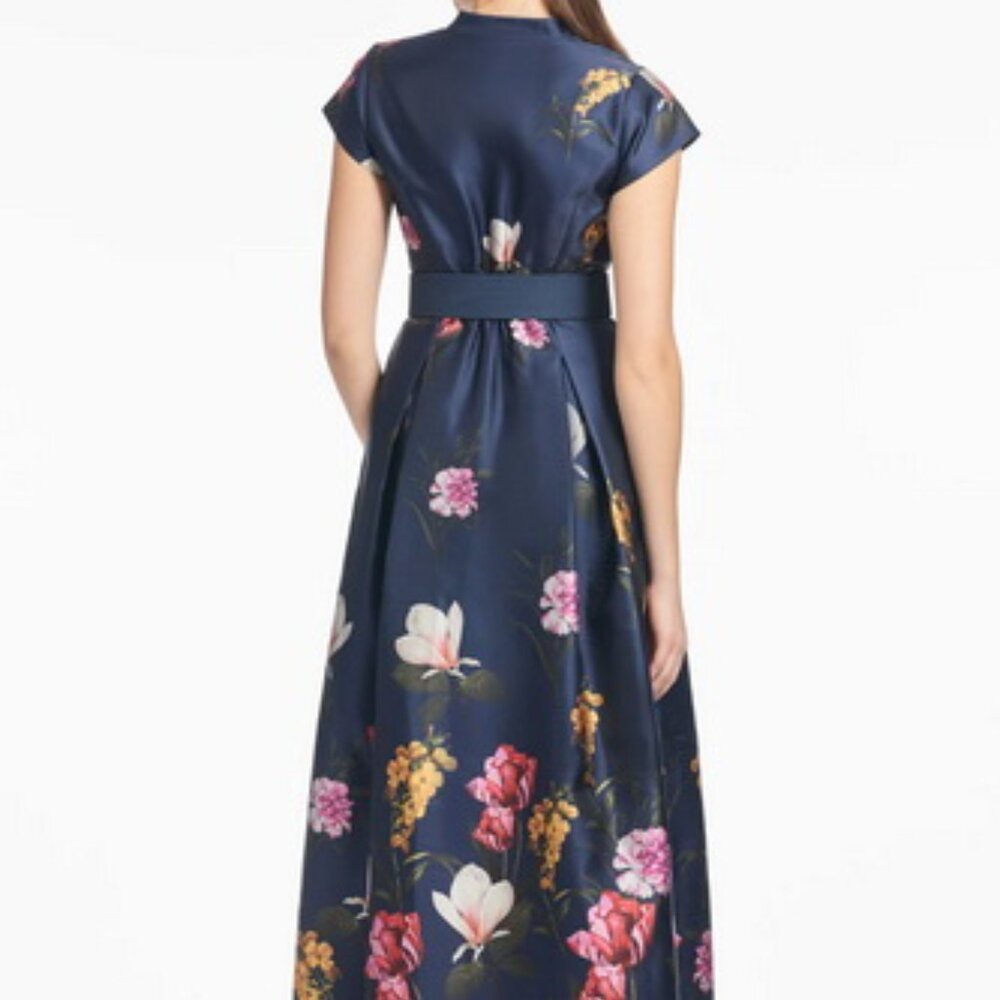 Sachin & Babi Midnight Garden Blue Marta Floral Print Satin Gown - Picture 5 of 6